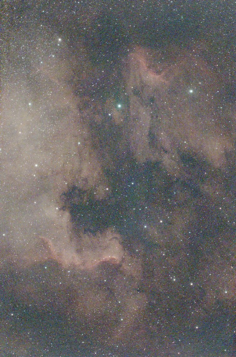 NGC 7000 stretched far too aggressively: washed out, milky, heavy noise, no deep blacks