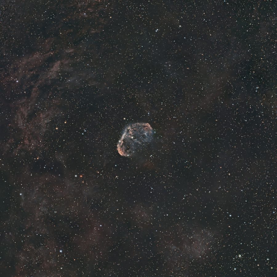 NGC 6888 — The Crescent Nebula, photographed with a Seestar and finished in Nocturne